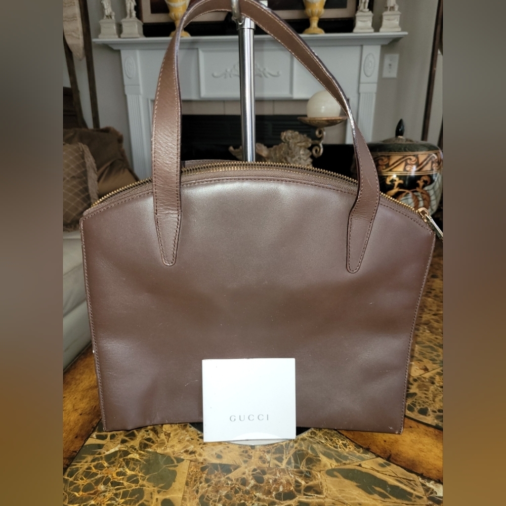 VINTAGE Gucci Elegant Brown Leather Handbag - Picture 13 of 13